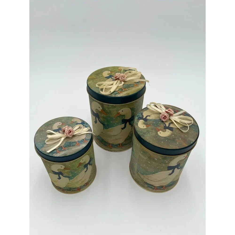 Vintage Geese Decorative Tin Set Cottagecore Grannycore Kitchen Farmhouse
